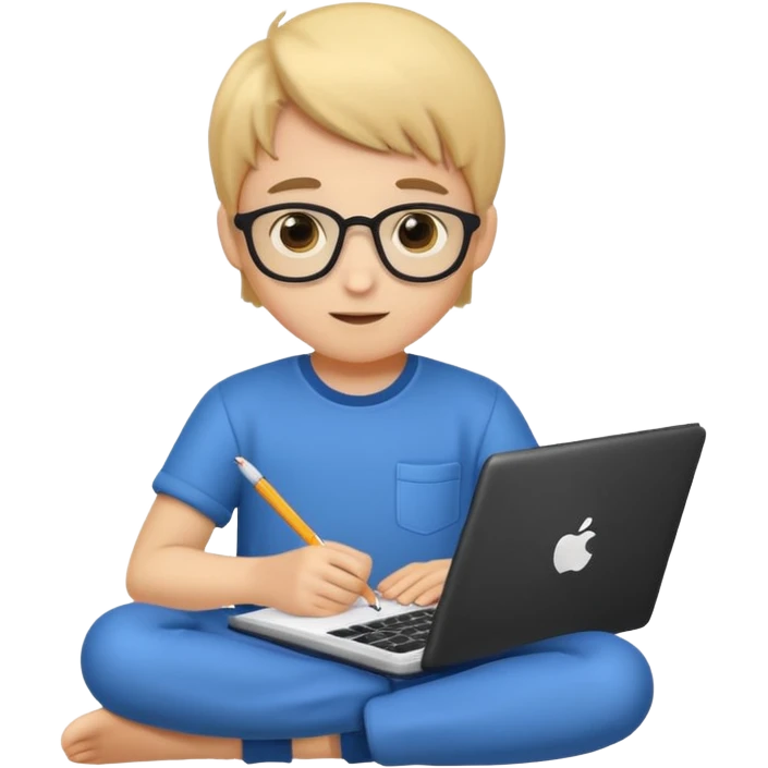 Cute boy programmer with notebook emoji