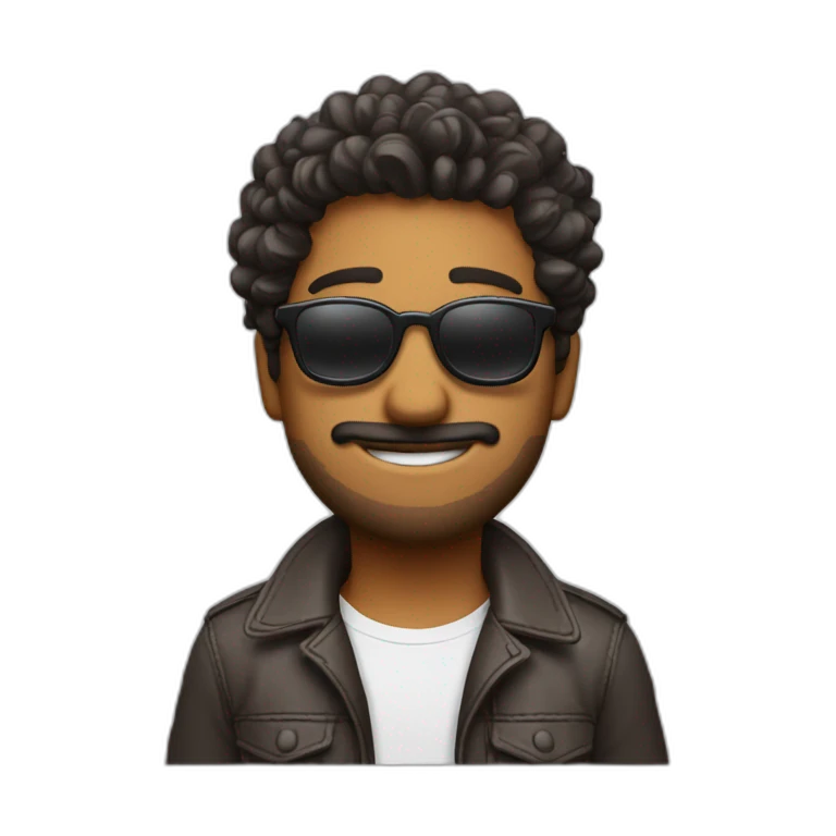 chico con  gafas pelo rizado emoji
