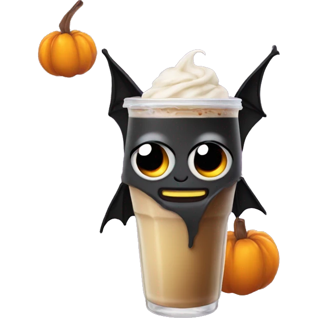 halloween bat with iced coffee emoji