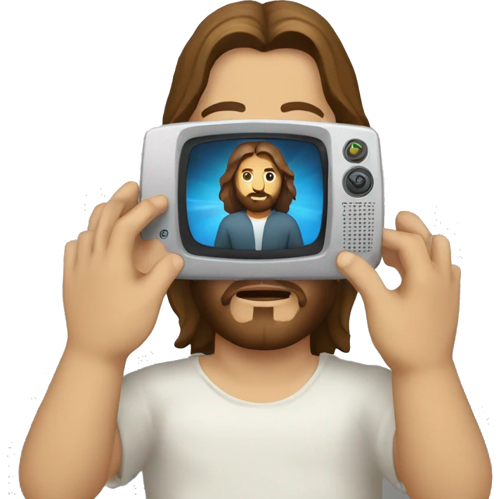 Jesus con un control remoto de tv  en la mano emoji