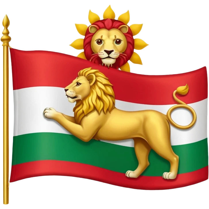 The flag of Iran with a sun and lion emoji