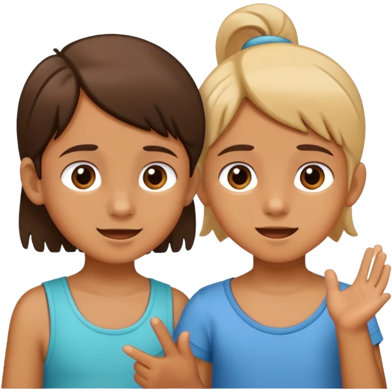 two children, one talking and one listening, friendly and expressive emoji