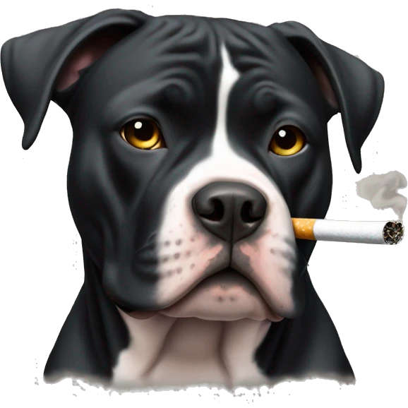 Black pitbul smoking a cigarette emoji