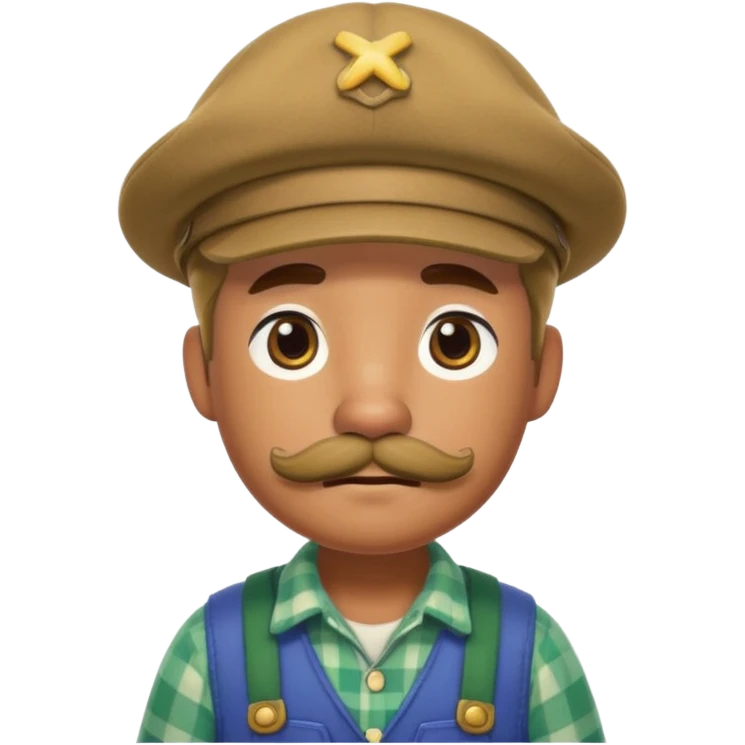 Animal crossing character, famer with a beret and a mustache  emoji