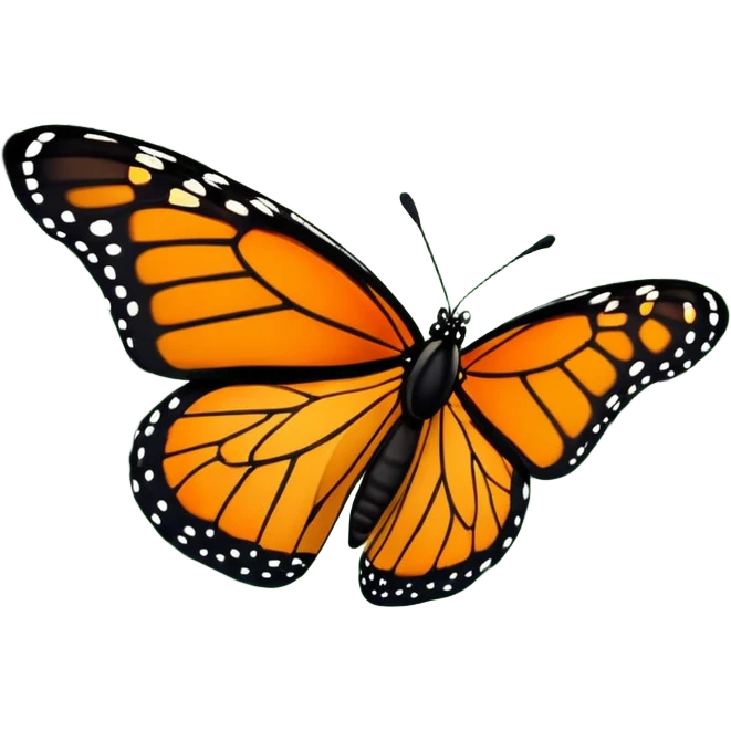butterfly flying in a green forest, simple and expressive emoji
