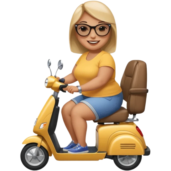 A plus sized woman on a mobility scooter emoji