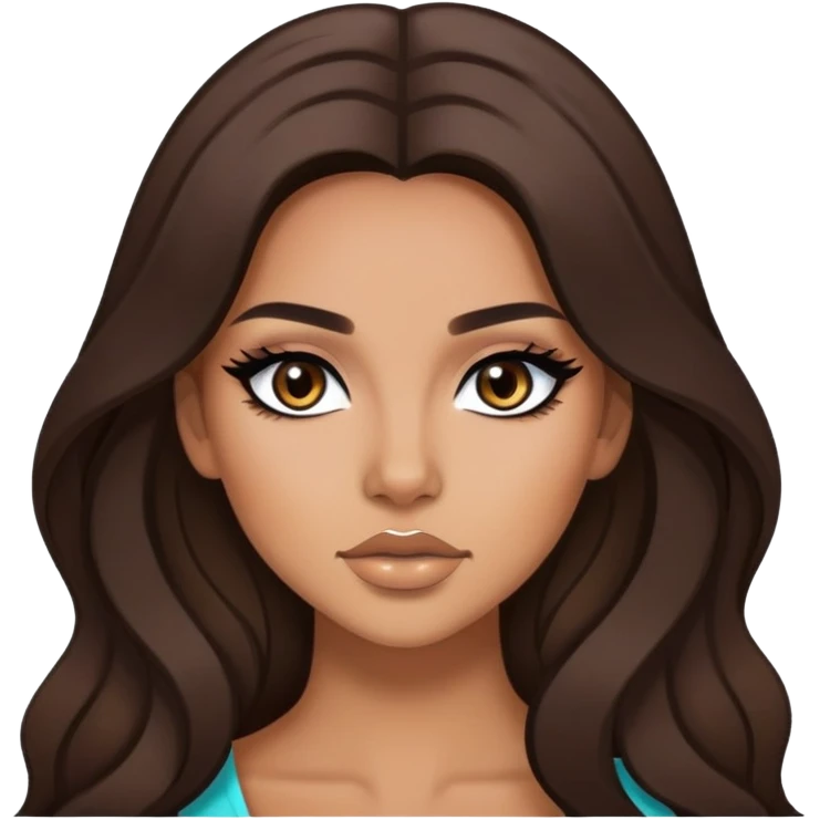 tan skin, brunette, baddie, pretty makeup, black eyeliner, long hair emoji