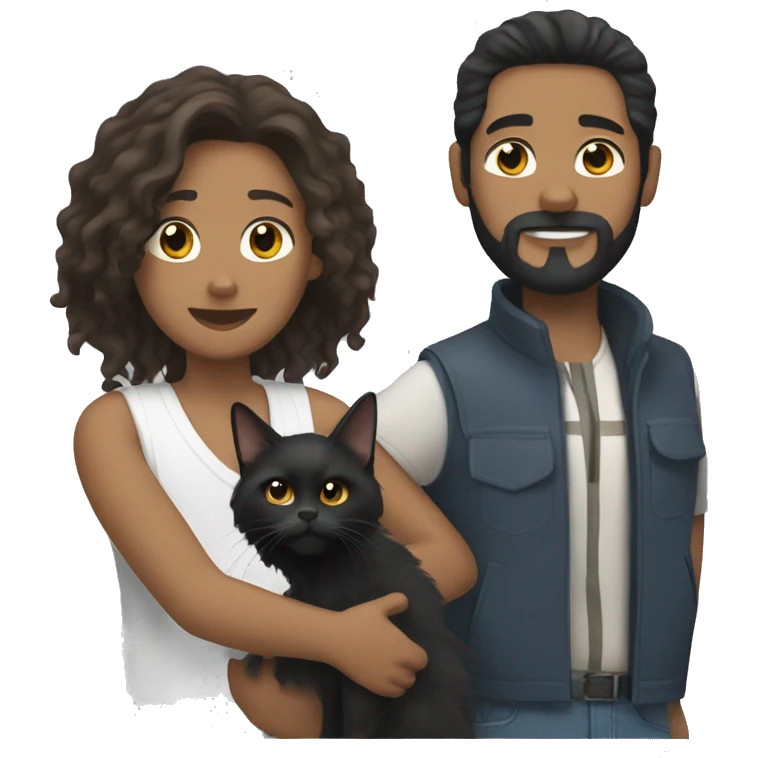 White man with black hair and beard holding a tan Maine coon cat emoji