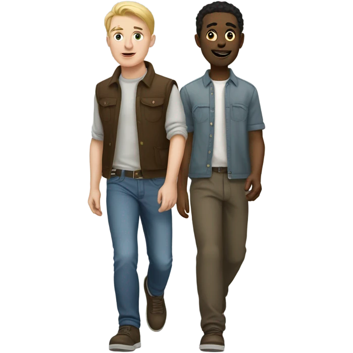 white skin man walking with his friend  emoji