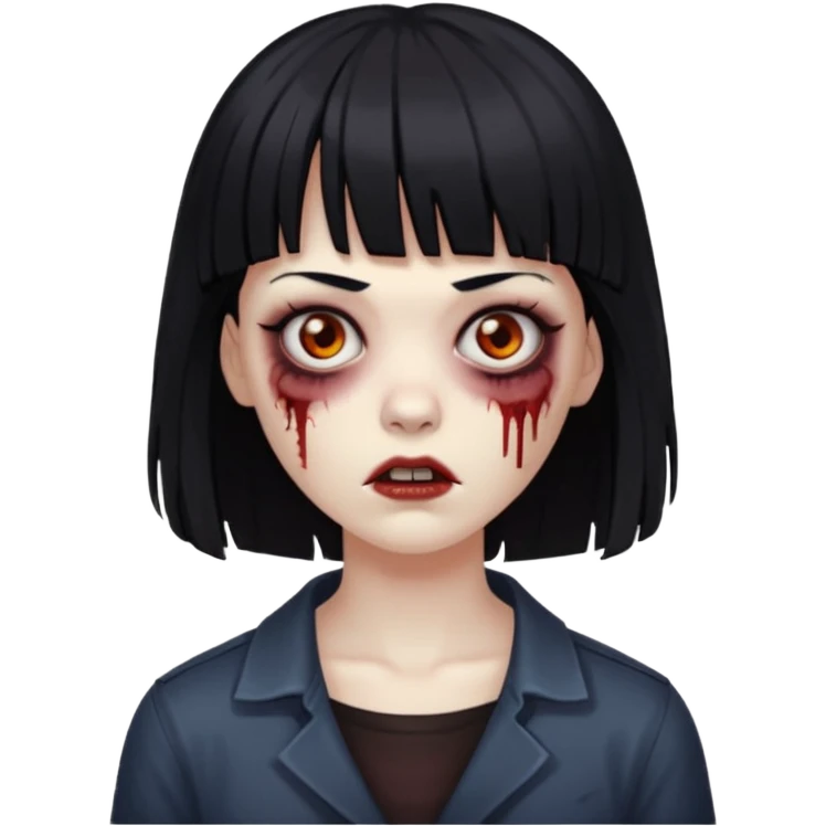 zombie feminina com cabelo preto e franja emoji