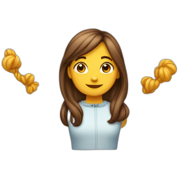 fille avec une queue-de-cheval et les cheveux longs qui dab emoji