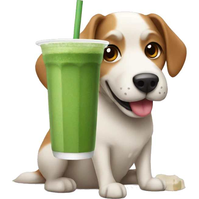 Dog with matcha drink emoji