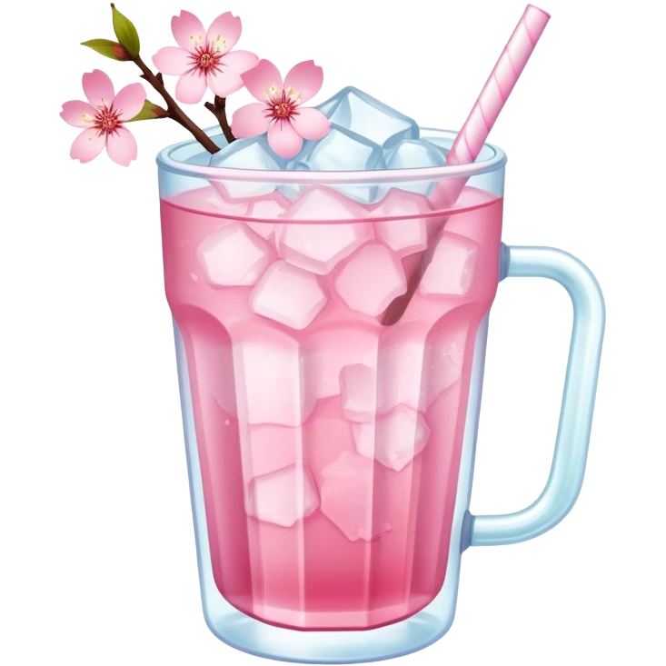 Pastel pink Cherry Blossom Sakura ice tea emoji