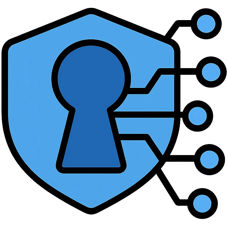 tech-inspired logo for 'private section', digital keyhole, sleek lines, blue tones emoji