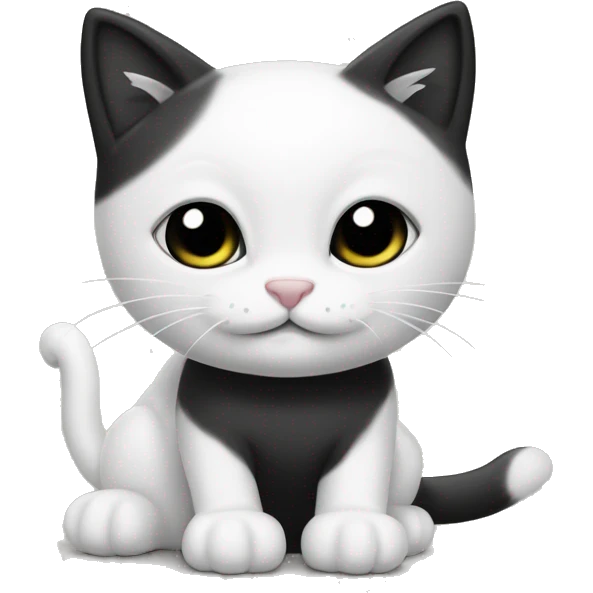 gatito blanco y negro con una flor emoji