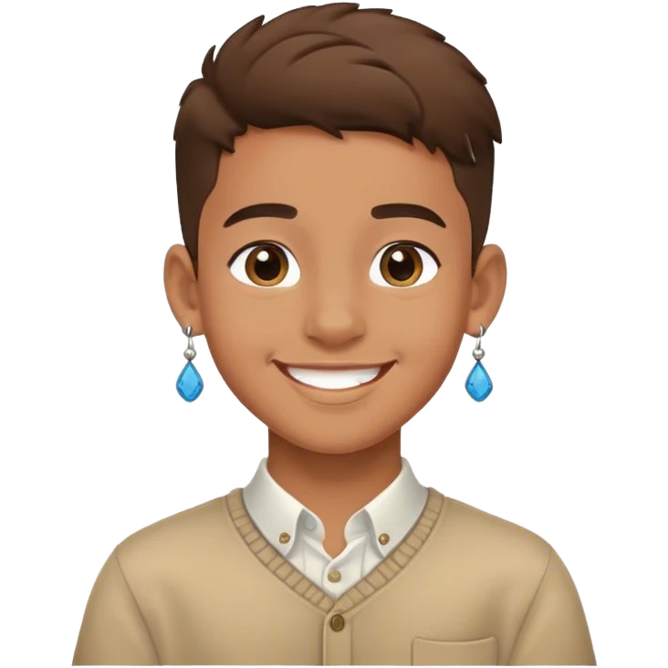 smiling boy with earrings indoors emoji