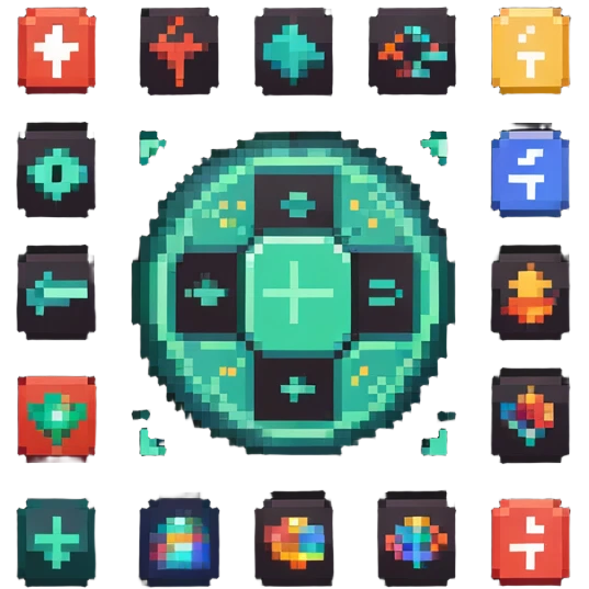 Pixxabyte logo centered with website design elements, code symbols, customization tools around it emoji