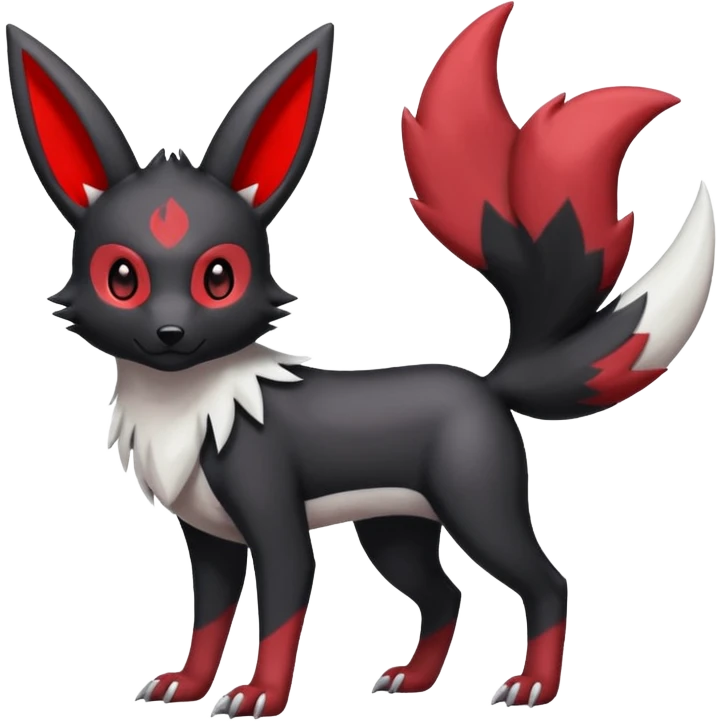 White, black and red Umbreon-Zangoose-fusion (full body) emoji