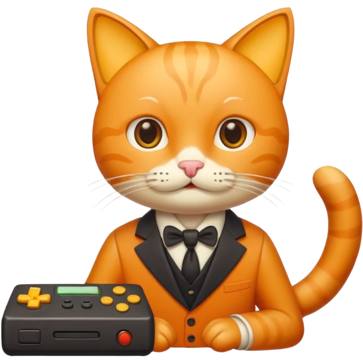신사콧수염을 단 치즈고양이가 게임기를 들고있다 emoji