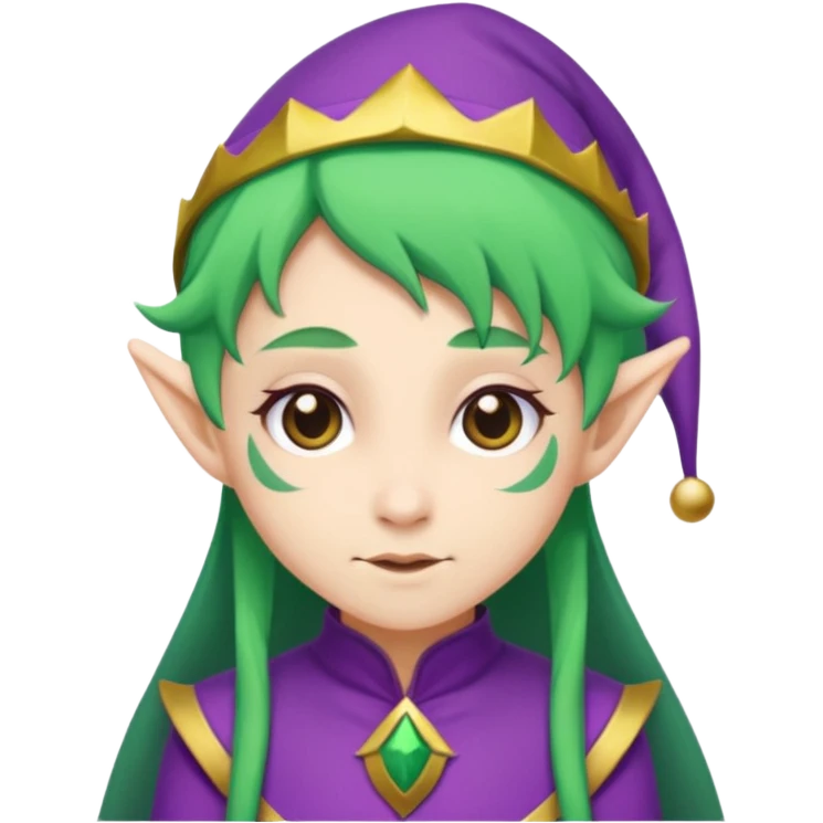 green hair elves, wearing purple  emoji
