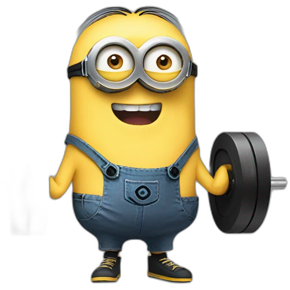 minion Lifting weights  laughs a lot  emoji