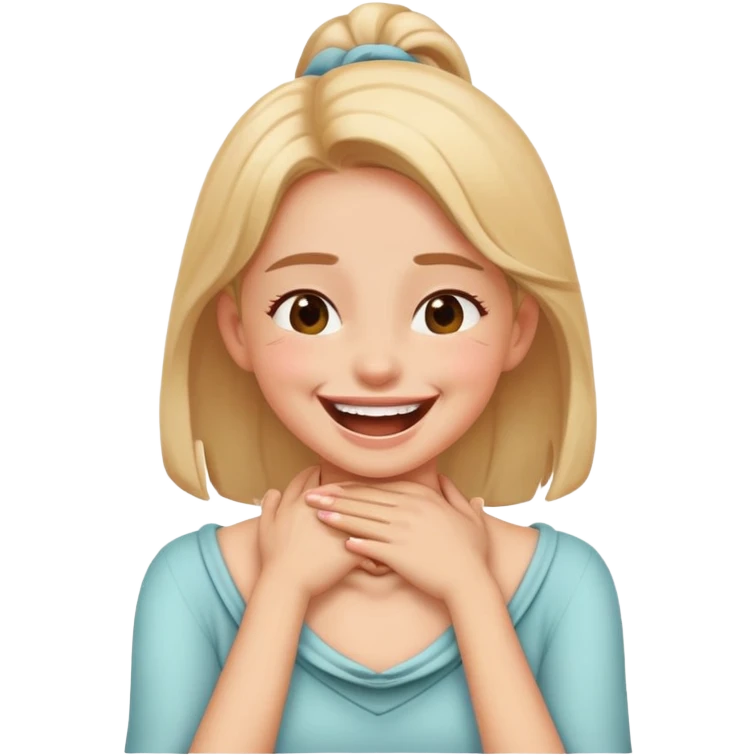Girl putting her hands on her neck and laughing  emoji
