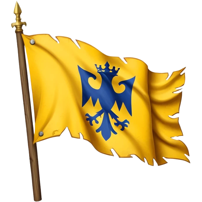 medieval war torn ripped banner yellow heraldry flag blowing in wind emoji