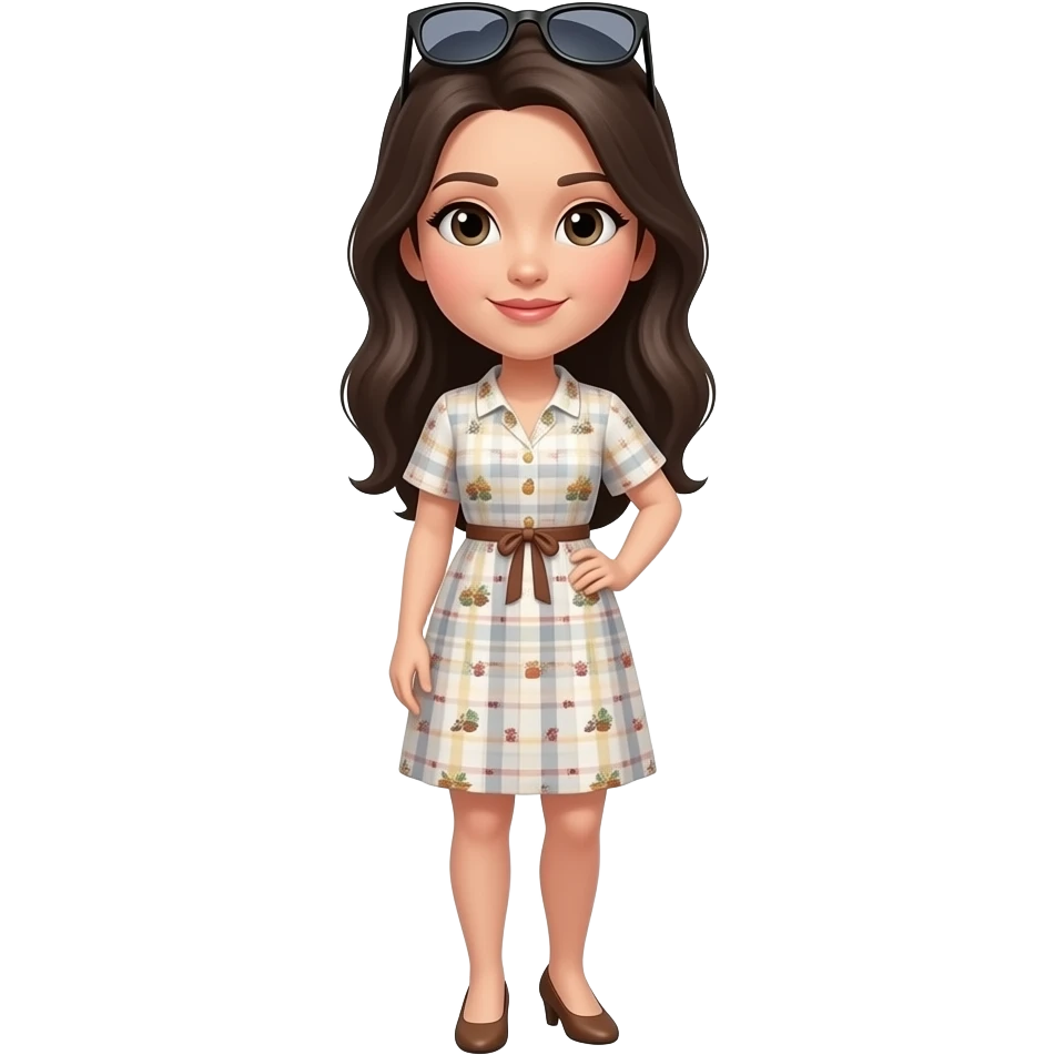 make her wear sunglasses above head and full body emoji