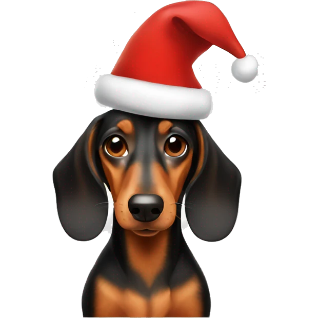 Dachshund wearing Christmas hat emoji