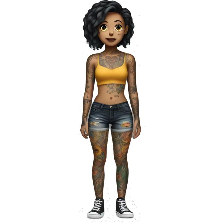 Full body Tattooed girl emoji