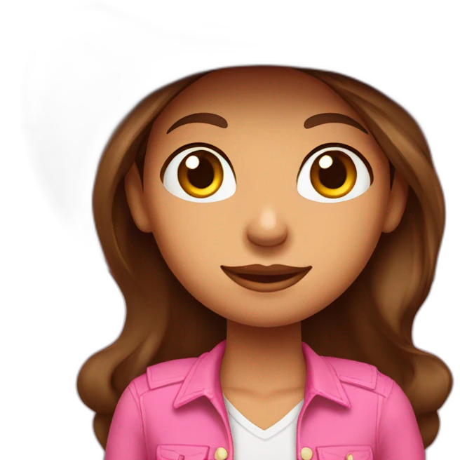 Tan girl with brown hair and hazle eyes wearing a pink cowgirl hat emoji