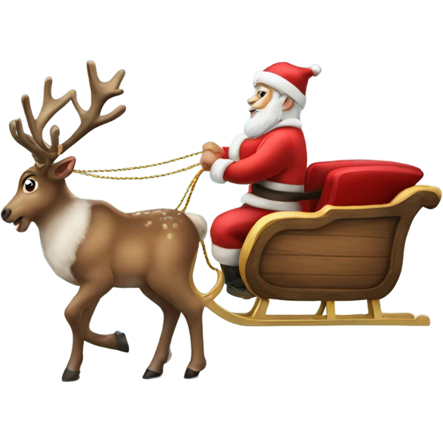 Real Reindeer pulling a sleigh for Santa emoji