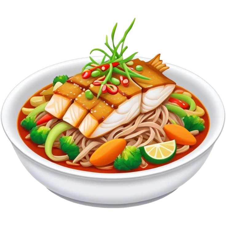 Fish Fragrant Shredded Pork with colorful vegetables in sauce, simplified emoji style with bold outlines and bright colors, cartoon style Yu Xiang Rou Si dish emoji
