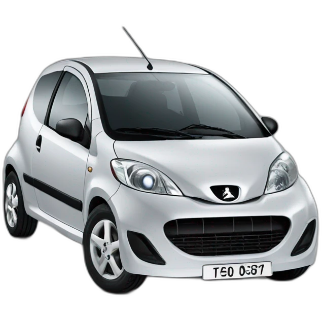 Une Peugeot 107 avec des yeux et une bouche emoji