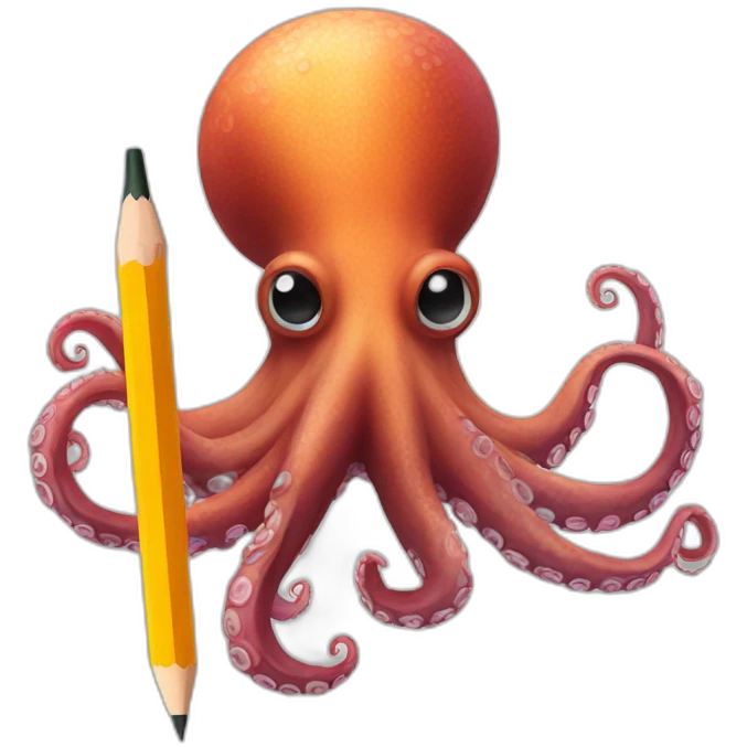 octopus with pencil emoji