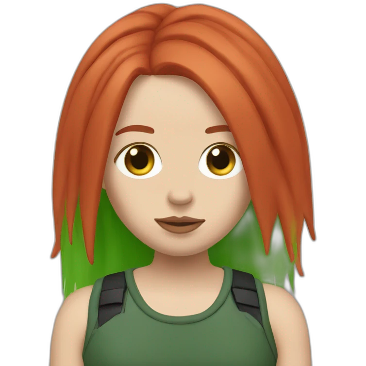 billie eilish with red hair and green roots emoji