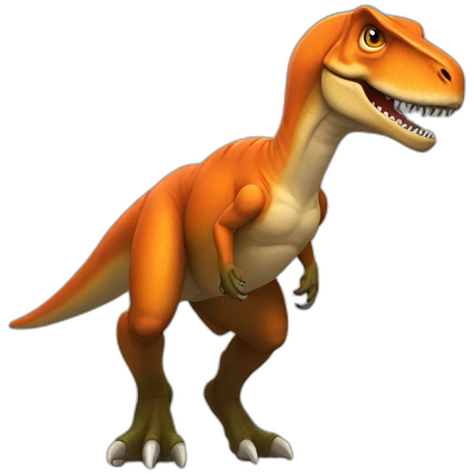 T-rex with fox tail and hars emoji