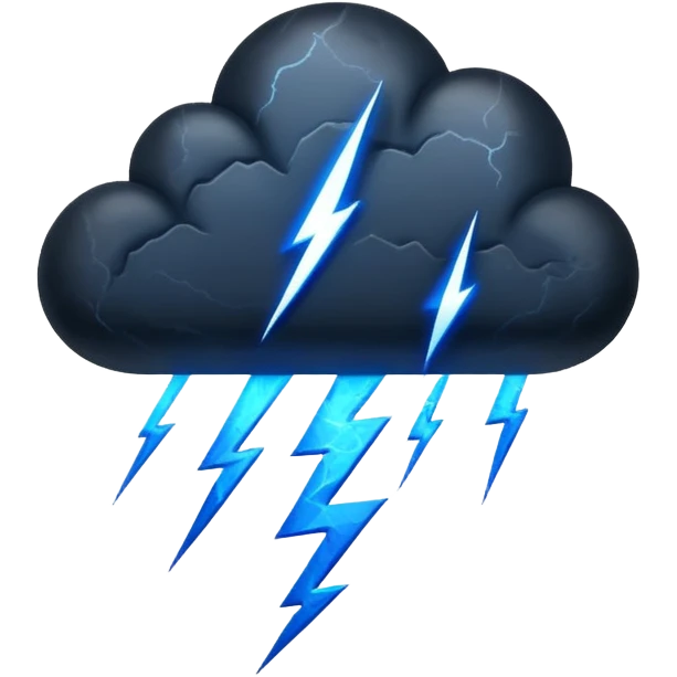 black cloud with blue lightning emoji