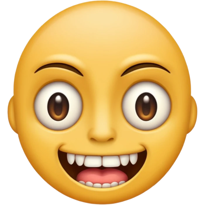 Ugly emoji face, eyes far apart, buck teeth emoji