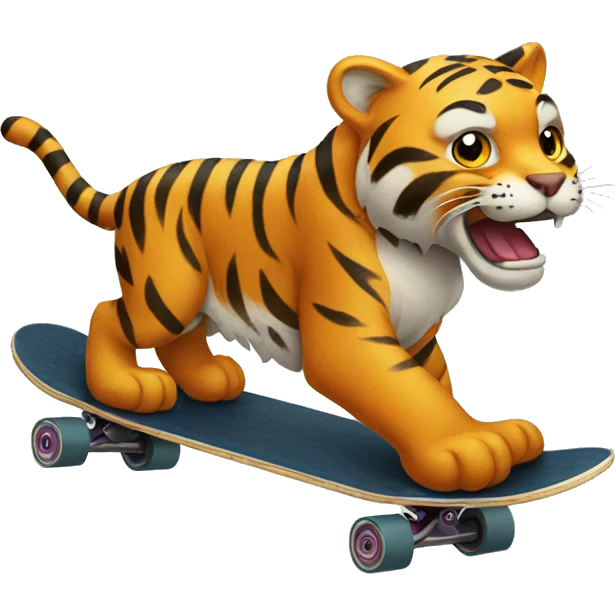 Tiger riding a skateboard emoji