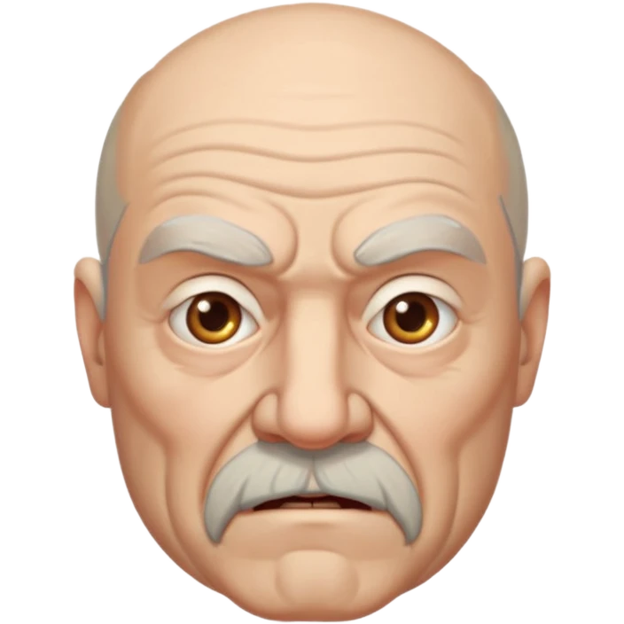 portrait of aggressive elderly man, bald head, beard emoji