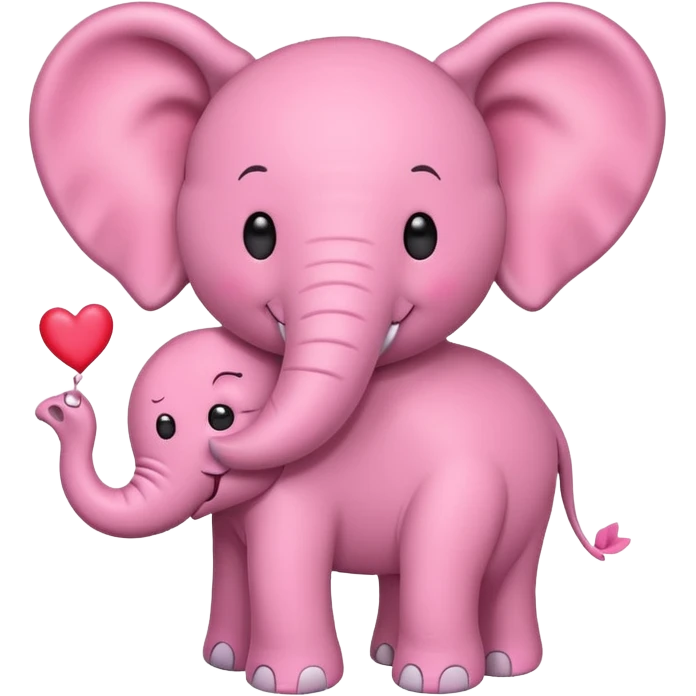 une éléphant rose amoureux avec des coeurs emoji