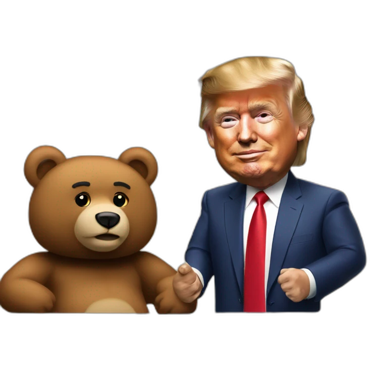 Trump caricature and Ted Bear as radio talkshow hosts emoji