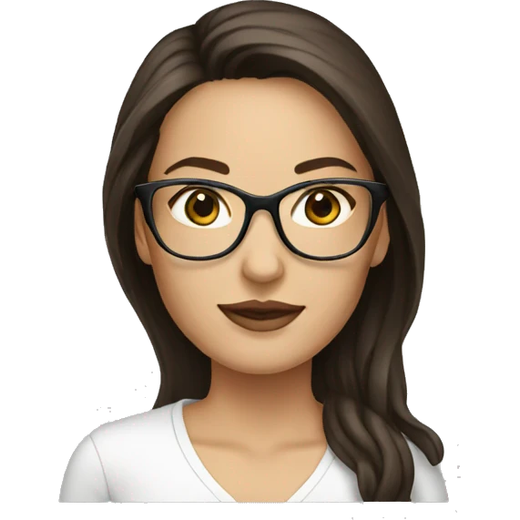 Brunette woman glasses white emoji