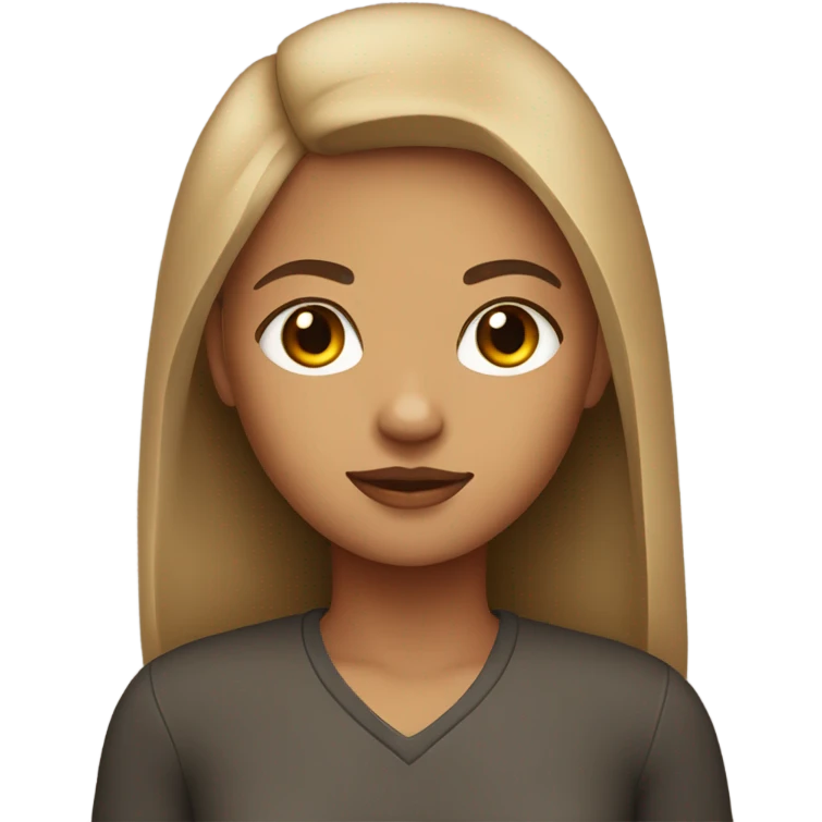 Girl with light brown skin with long wolf cut emoji