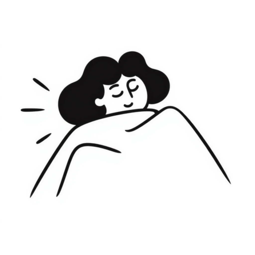 person sleeping under a blanket, hand-drawn doodle style emoji
