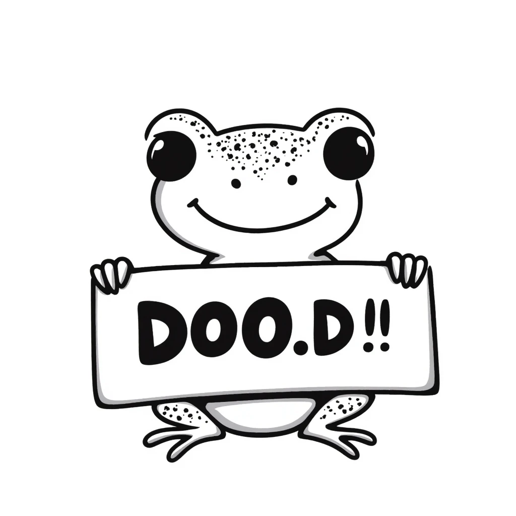 hand drawn Bufo frog holding a sign emoji