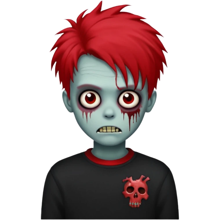 emo zombie boy largue hair red with black sweater  emoji