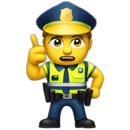 angry police with yellow vest point finger up emoji
