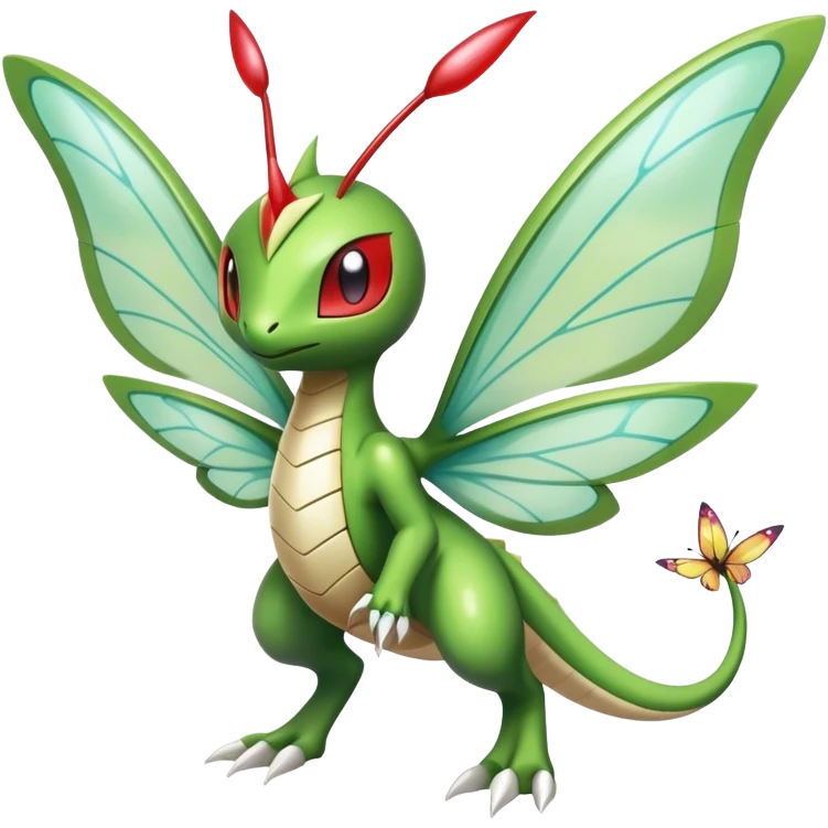 Cute Cool Edgy Shiny Futuristic Ethereal Legendary Kartana-Digimon-Schyther-Flygon-hybrid full body with butterfly wings emoji